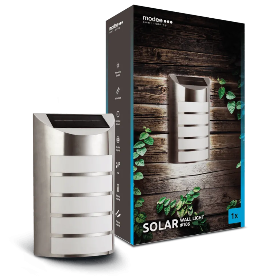 LED Wandleuchte Solar chrom - IP44 20Lm 6000K Tageslichtweiß