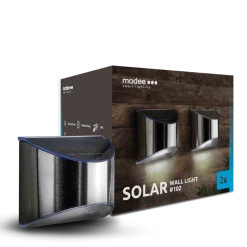 LED Wandleuchte Solar chrom - IP44 6Lm 6000K Tageslichtweiß - Duo-Pack