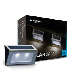 LED Wandleuchte Solar - IP44 12Lm 6000K Tageslichtweiß - Duo-Pack