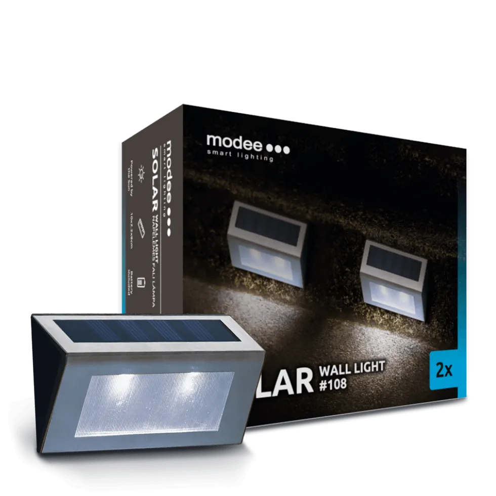 LED Wandleuchte Solar - IP44 12Lm 6000K Tageslichtweiß - Duo-Pack