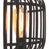 LED Wandleuchte TRECCIA Schwarz / Rattan Schwarz