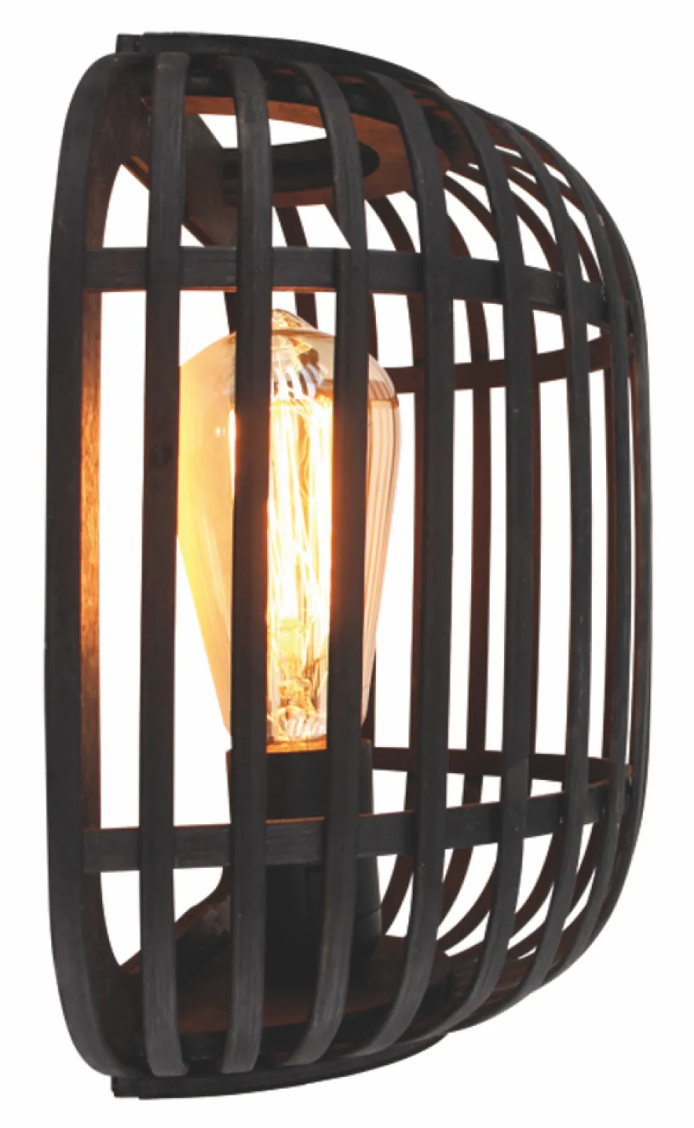 LED Wandleuchte TRECCIA Schwarz / Rattan Schwarz