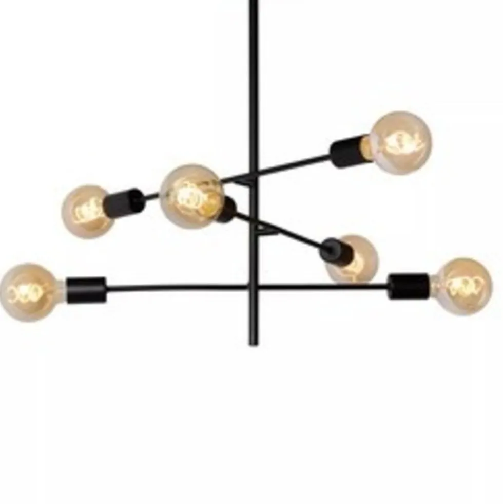Lester Deckenleuchte Schwarz | 6x E27 | Verstellbar | Vintage-Stil