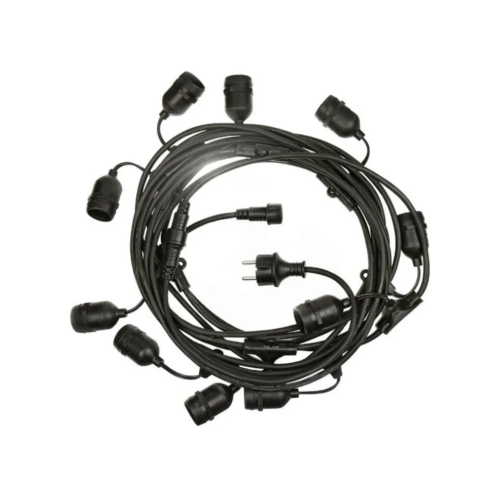 Lichterkette 5m - 10x E27 Fassung - LED Lampen optional
