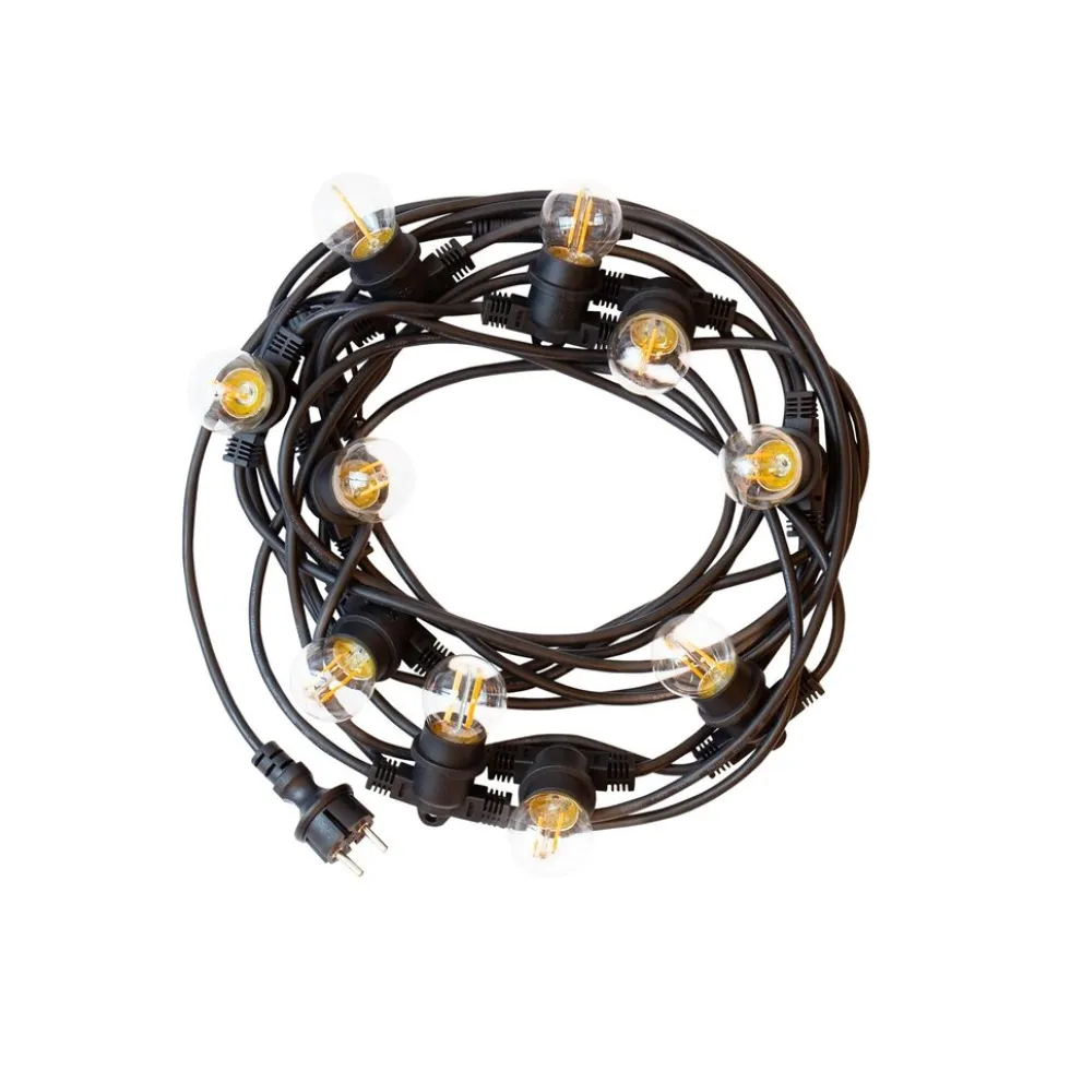 Lichterkette 5m - 10x E27 Fassung - LED Lampen optional