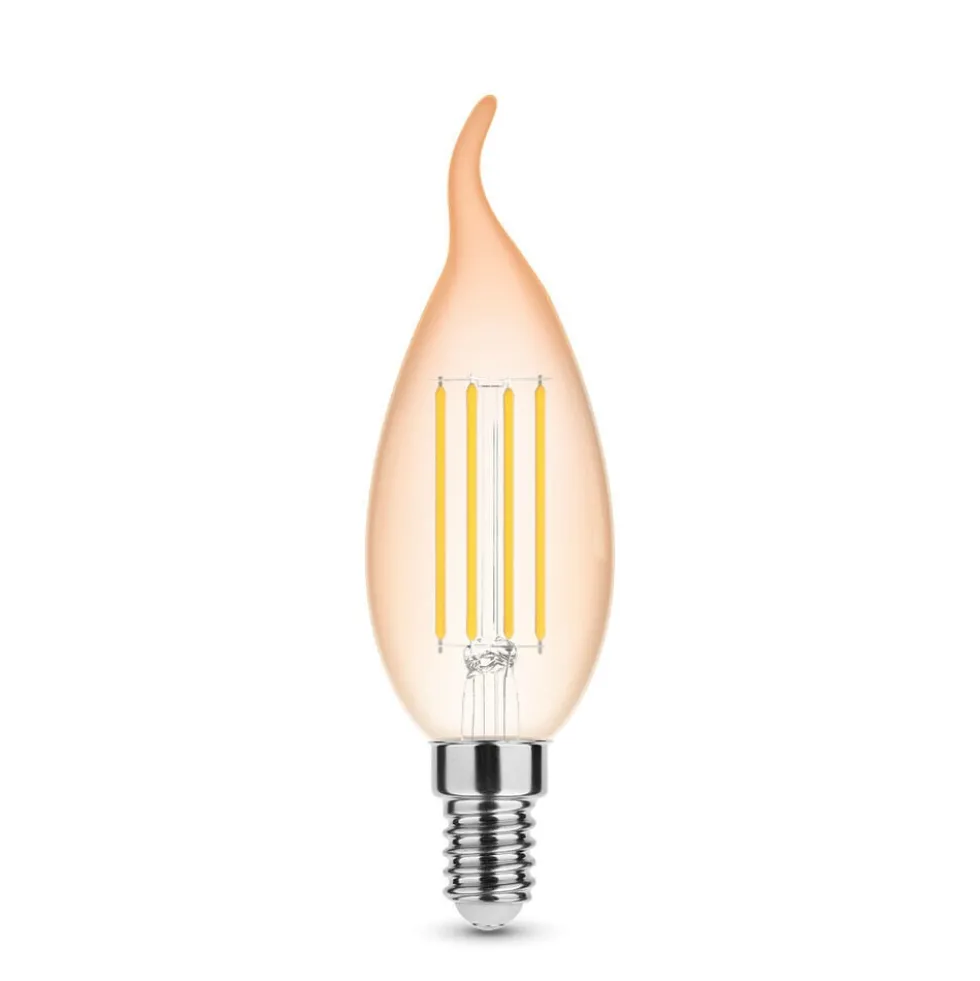 2-PACK LED Fadenlampe Kerzenlampe - E14 Sockel - 4W - 1800K extra Warmweiß - dimmbar - Bernsteinfarben