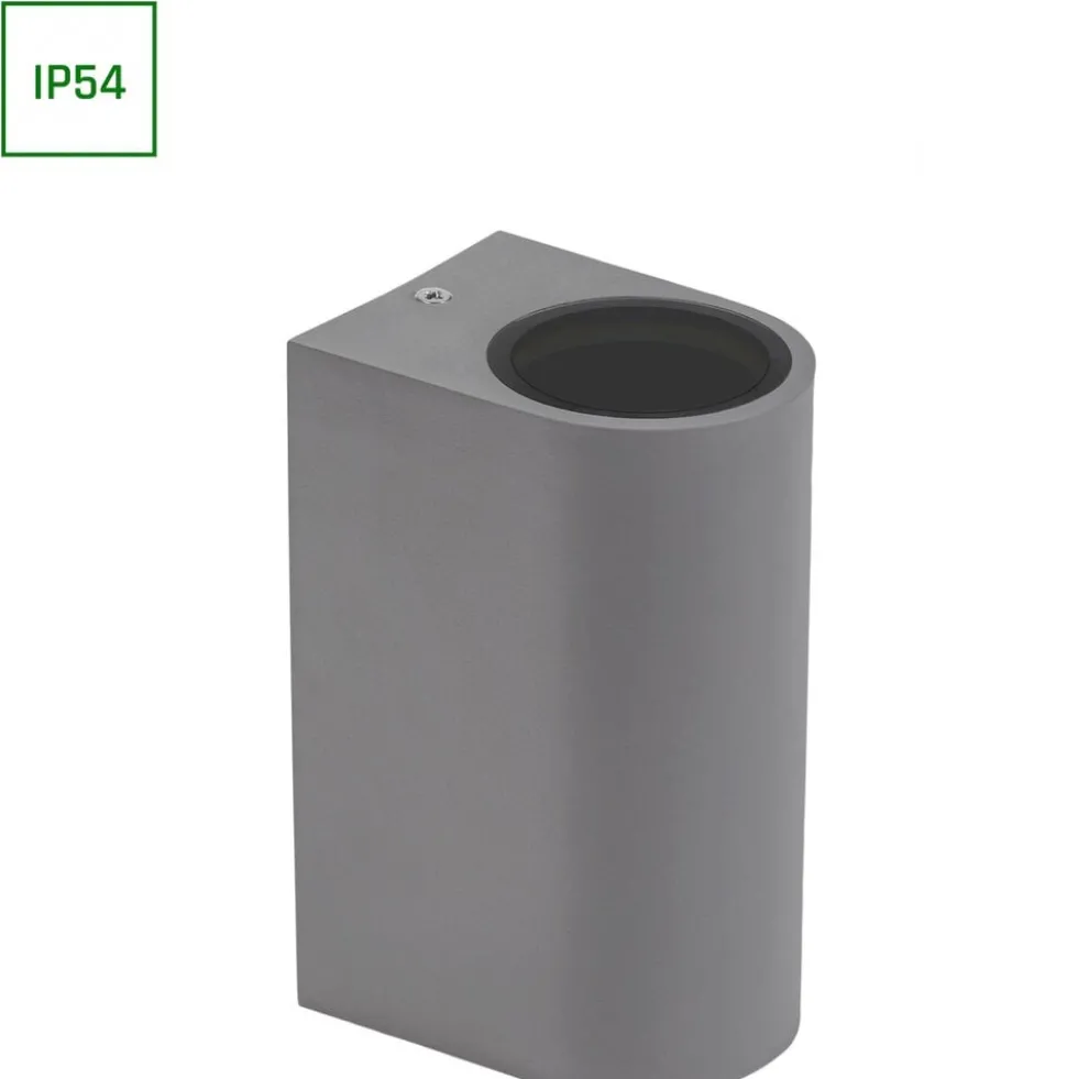 Parete Wandleuchte Aluminium Grau IP54 Up & Down | Geeignet für 2x GU10