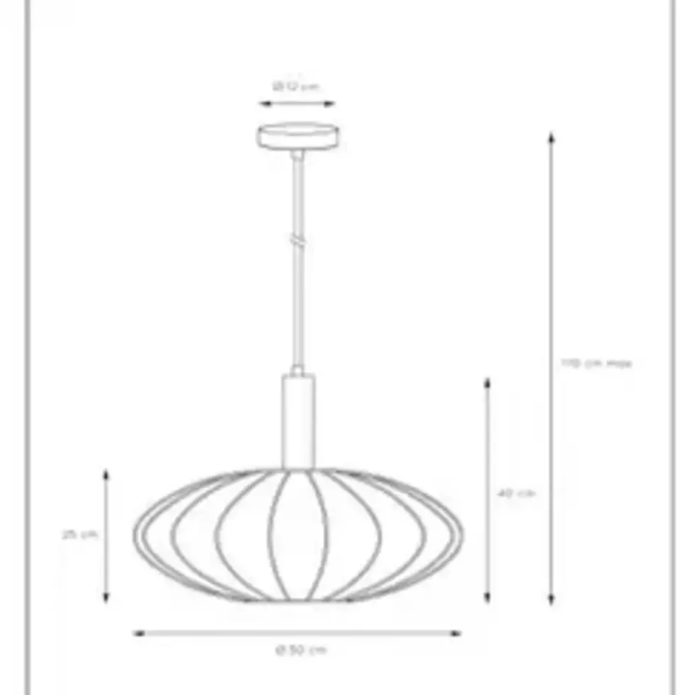 Pendelleuchte E27 Lucide Corina Creme Ø50cm - Höhenverstellbar | Wohnzimmerbeleuchtung