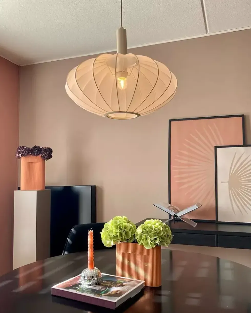 Pendelleuchte E27 Lucide Corina Creme Ø50cm - Höhenverstellbar | Wohnzimmerbeleuchtung