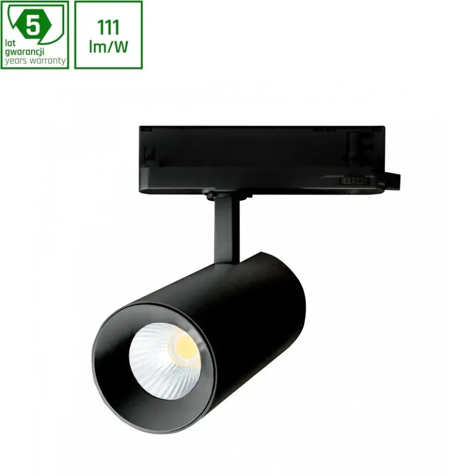 3-Phasen LED Schienenstrahler Andromeda – 4000 K – 25–27 W Multi-Lumen-Schalter – 170×74 mm – Schwarz