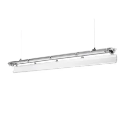 Set - 120cm Doppelfassung - IP65 Feuchtraum - Wannenleuchte + 2 x 18W LED Leuchtstoffröhren 3000K - 830 - Warmweiß - Komplett