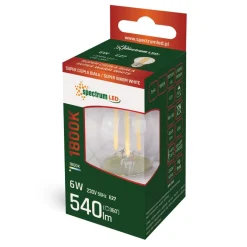 Spectrum LED Filament Leuchtmittel Tropfenform Kugel 6W E27 klar 540lm extra warmweiß 1800K
