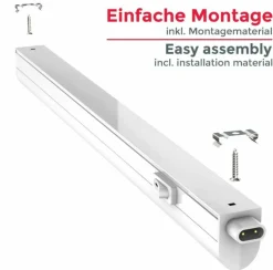 T5 LED Küchenunterbauleuchte - 90cm - Lichtfarbe optional - komplett mit 0,6m Anschlusskabel und Ein- / Ausschalter - 12W entspricht 100W