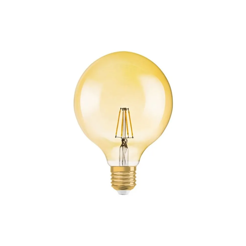 Vintage 1906 LED E27 Globe Fadenlampe Gold 125mm 7W 650lm - 824 Extra Warmweiß | Ersatz für 40W