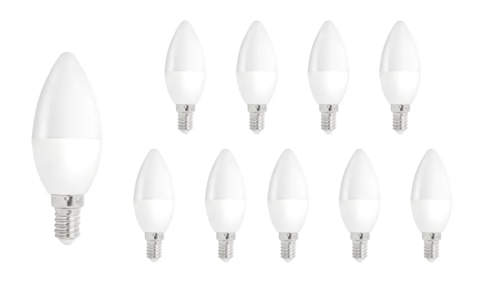 Vorteilspack 10 Stück - E14 LED Kerzenlampe - Typ C37 - 3W entspricht 25W - 3000K Warmweiß