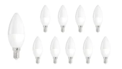 Vorteilspack 10 Stück - E14 LED Kerzenlampe - 1W entspricht 10W - 3000K Warmweiß