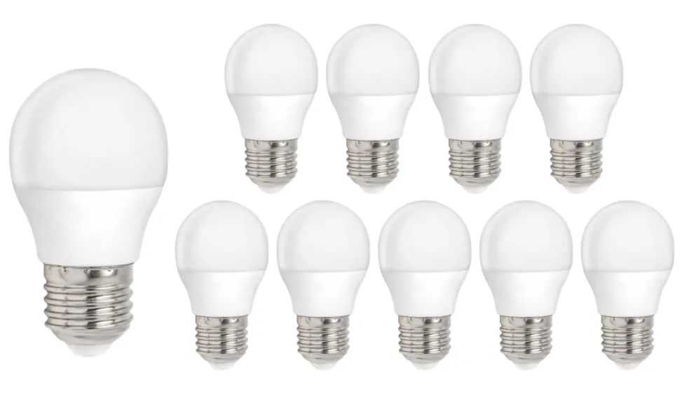 Vorteilspack 10 Stück - E27 LED Lampen - Typ G45 - 2,9 W entspricht 25W - 3000K Warmweiß