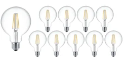 Vorteilspack 10 Stück - E27 LED Lampe - XL GLOBE - dimmbar - 4W entspricht 40W - 2700K Warmweiß - dimmbar