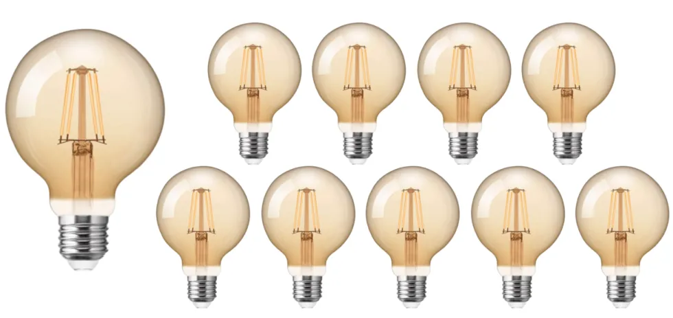 Vorteilspack 10 Stück - E27 LED Lampen - XL GLOBE - dimmbar - 4W entspricht 40W - 2200K extra Warmweiß