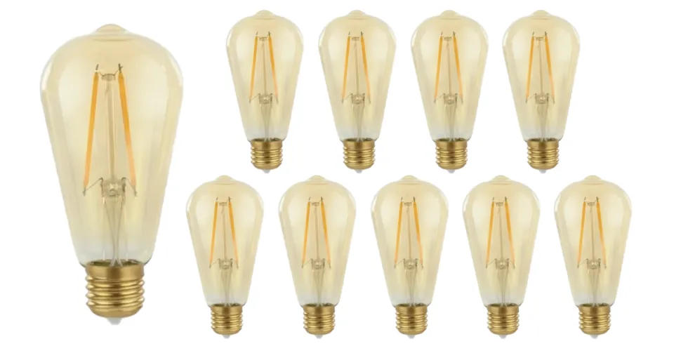 Vorteilspack 10 Stück - E27 LED Lampen hoch - 2W entspricht 25W - 2500K extra Warmweiß