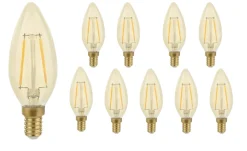 Vorteilspack 10 Stück - LED Fadenlampen - E14 Sockel C35 - 2W entspricht 25W - 2500K extra Warmweiß