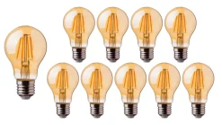 Vorteilspack 10 Stück LED Fadenlampe dimmbar - E27 A60 - 4W entspricht 50W - 2200K extra Warmweiß - 2 Jahre Garantie