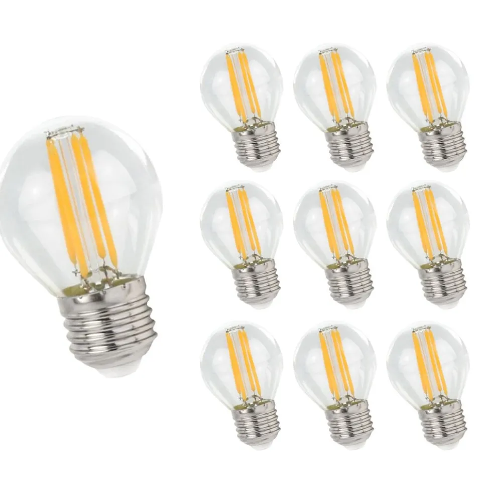 Vorteilspack 10 Stück - LED Lampe G45 - E27 Sockel - 4W Glühfaden - 2700K Warmweiß