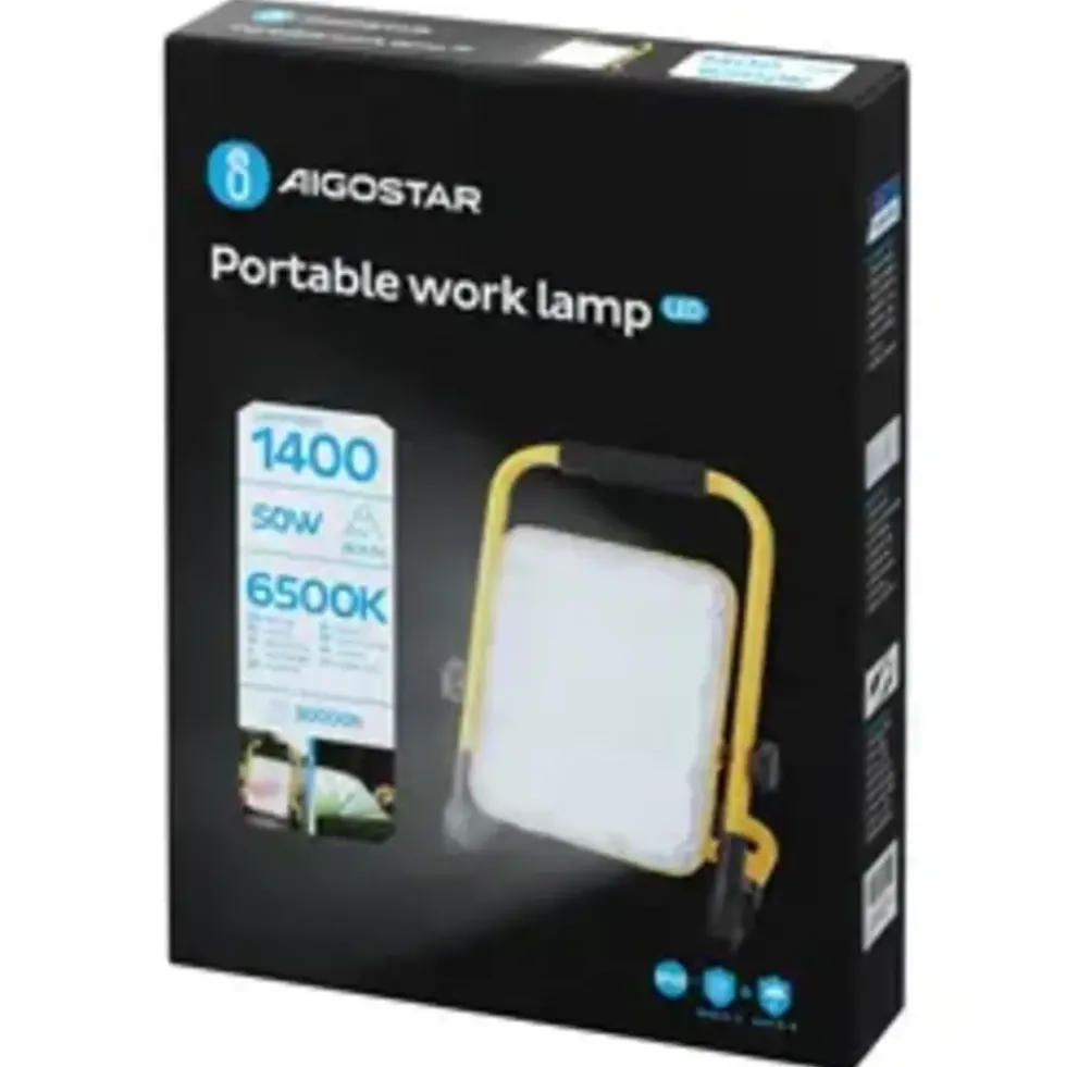 Wiederaufladbare LED-Arbeitsleuchte IP65 – 50 W, 1400 Lumen – 6500 K Tageslichtweiß – Bis zu 12 Stunden Betriebszeit