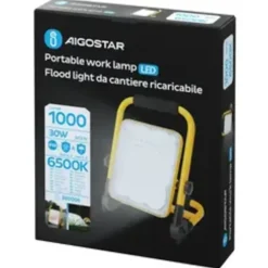 Wiederaufladbare LED-Arbeitsleuchte IP65 – 30 W, 1000 Lumen – 6500 K Tageslichtweiß – Bis zu 12 Stunden Betriebszeit