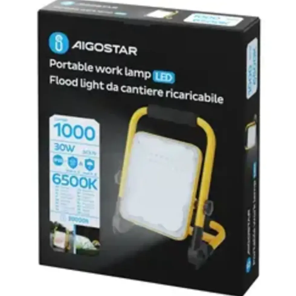 Wiederaufladbare LED-Arbeitsleuchte IP65 – 30 W, 1000 Lumen – 6500 K Tageslichtweiß – Bis zu 12 Stunden Betriebszeit