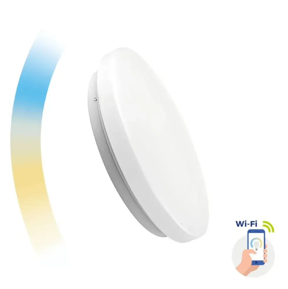 WLAN-LED-Deckenleuchte 50 cm Durchmesser - 36 W einstellbare Farbtemperatur von 2700 K bis 6500 K, Steuerung per App
