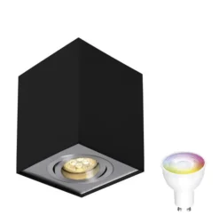 WLAN LED Deckenspot - Cube viereckig - Schwarz Silber - per App steuerbar - schwenkbar