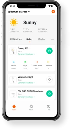 WLAN LED Spot - GU10 4,7W - RBG + CCT Alle Lichtfarben - per App steuerbar