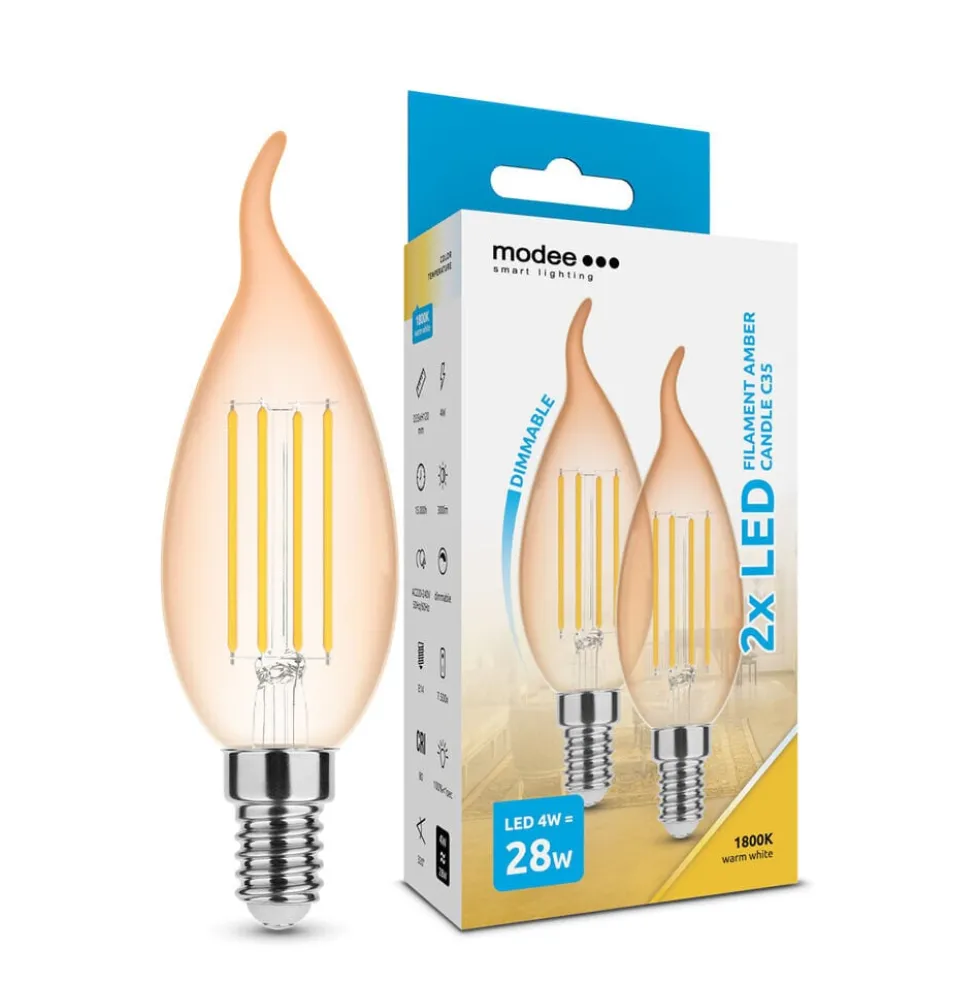 10xE14 LED Lampe - C37 - 4W entspricht 50W -1800K extra Warmweiß - dimmbar
